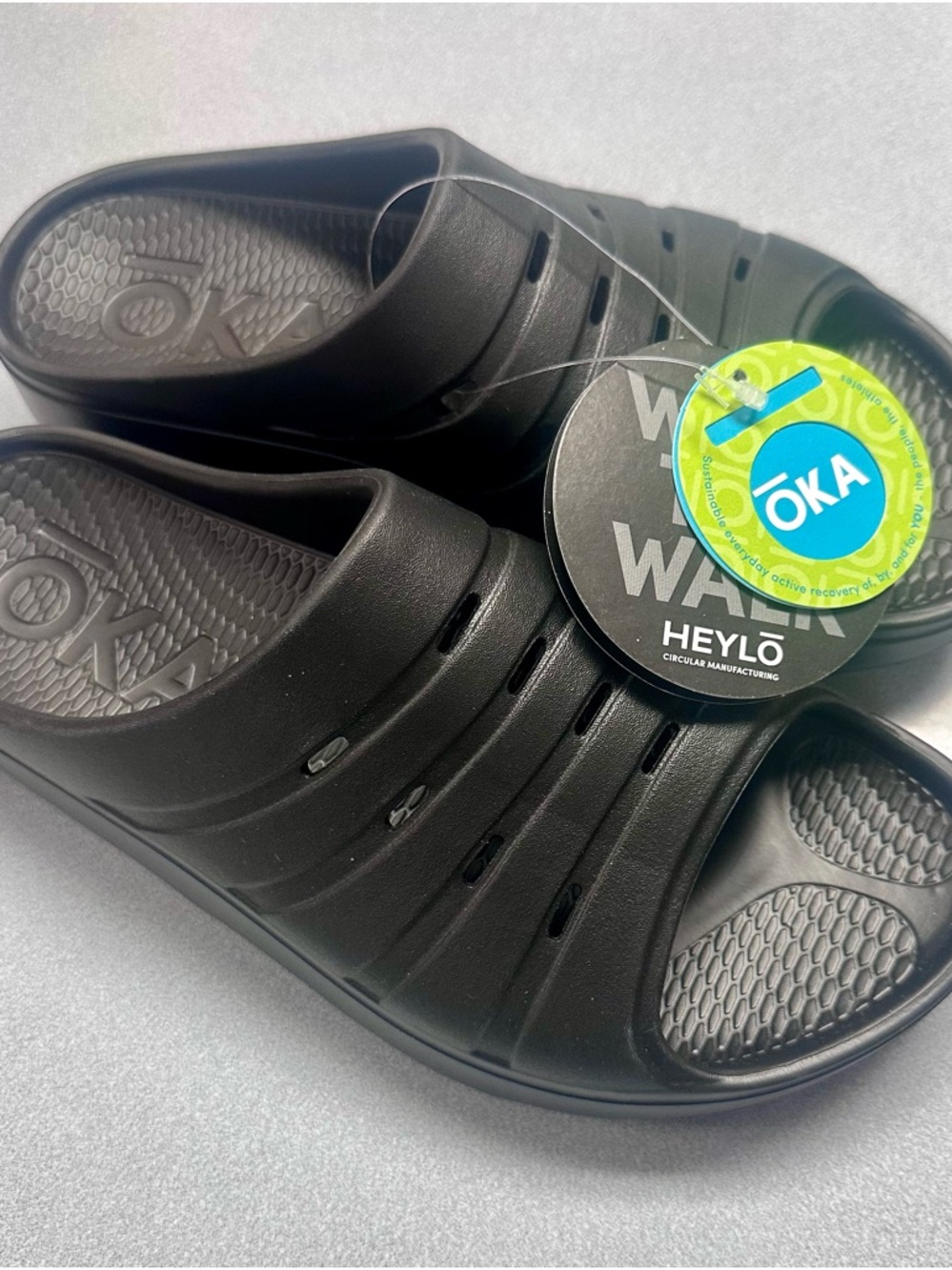 OKA Black Slip-On Shower Slides